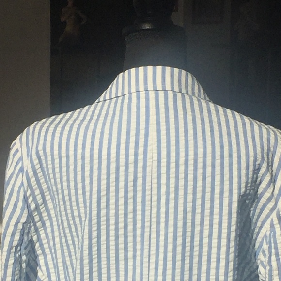 Striped blue and white cotton loose fit blazer - Picture 7 of 8